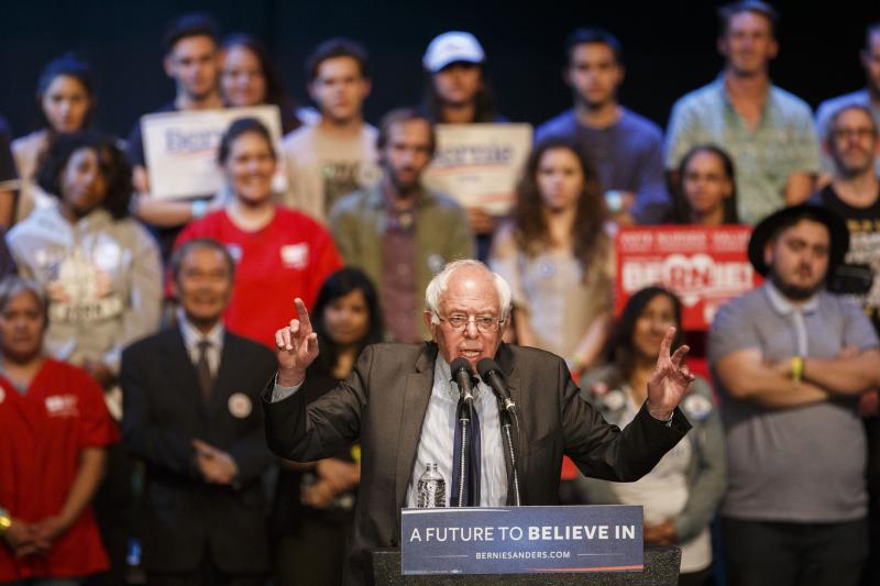 Sen. Bernie Sanders, an independent from Vermont, speaks during a campaign event in Los Angeles, Calif., on March 23. Sen. Bernie Sanders, an independent from Vermont, speaks during a campaign event in Los Angeles, Calif., on March 23.