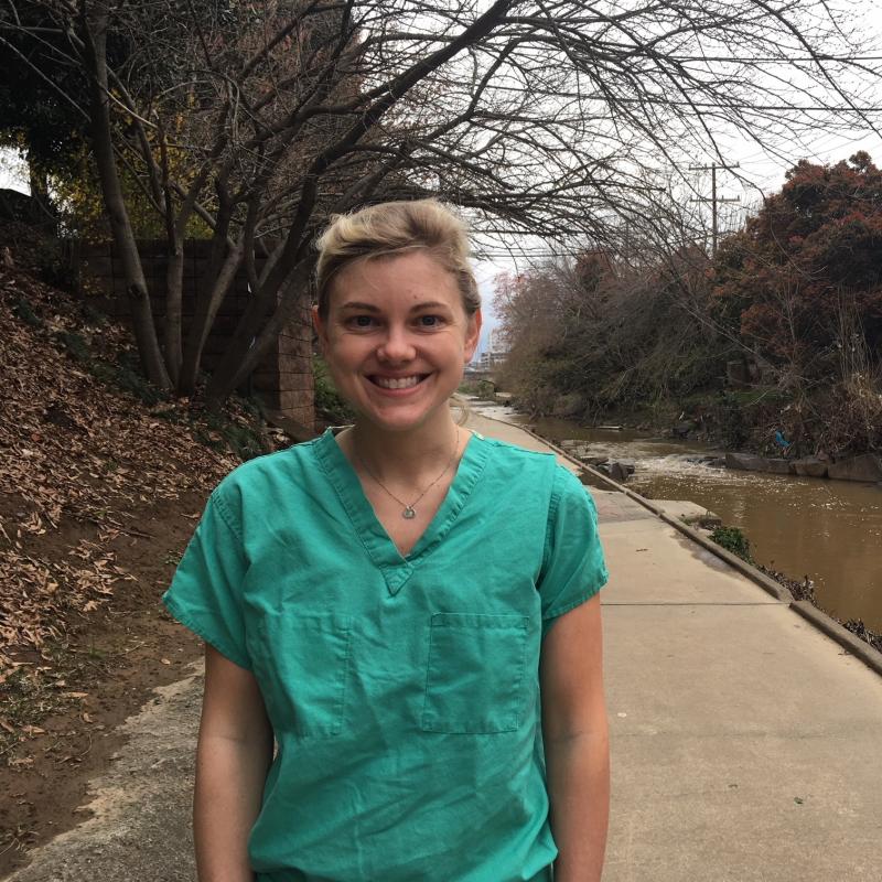 Dr. Katie Merriam, an OB-GYN resident in Charlotte, N.C., says she loves her mostly female work environment but also appreciates having male colleagues. Dr. Katie Merriam, an OB-GYN resident in Charlotte, N.C., says she loves her mostly female work environment but also appreciates having male colleagues.