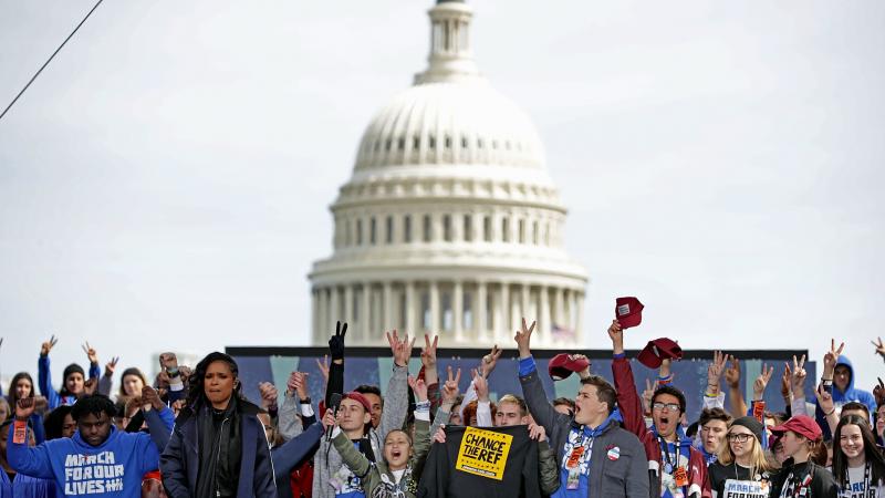 Young victims of gun violence, including students from Marjory Stoneman Douglas High School, stand on stage at the conclusion of the "March For Our Lives" rally Saturday in Washington, D.C. Young victims of gun violence, including students from Marjory Stoneman Douglas High School, stand on stage at the conclusion of the "March For Our Lives" rally Saturday in Washington, D.C.