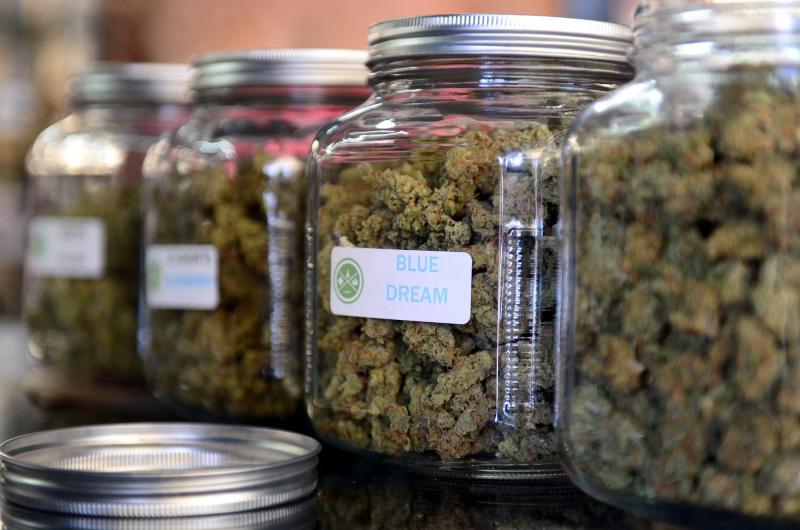 The highly rated variety of medical marijuana known as "Blue Dream" was displayed among other strains at a cannabis farmers market in Los Angeles in 2014. The highly rated variety of medical marijuana known as "Blue Dream" was displayed among other strains at a cannabis farmers market in Los Angeles in 2014.
