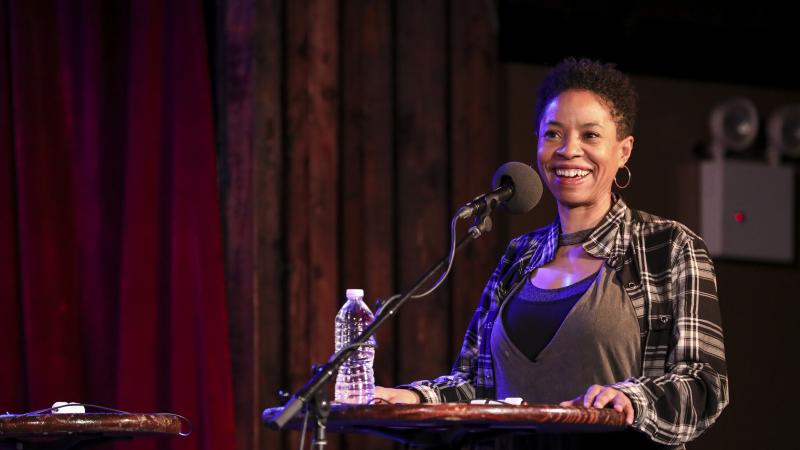 Marina Franklin plays a game on Ask Me Another at the Bell House in Brooklyn, New York. Marina Franklin plays a game on Ask Me Another at the Bell House in Brooklyn, New York.