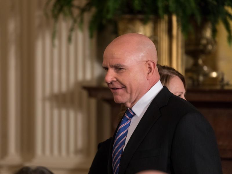 H.R. McMaster, then U.S. national security adviser, attends a joint press conference of President Trump and Baltic heads of state at the White House in April 2018. H.R. McMaster, then U.S. national security adviser, attends a joint press conference of President Trump and Baltic heads of state at the White House in April 2018.