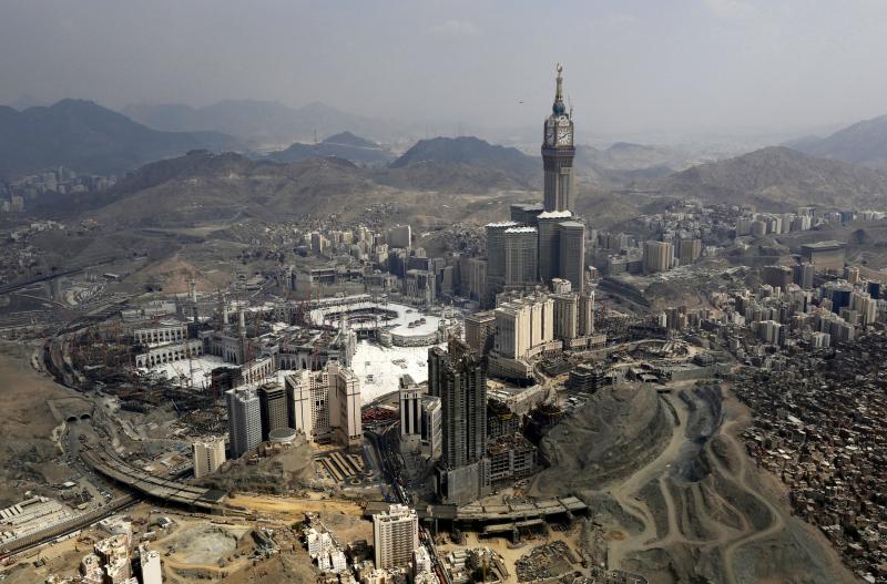 An aerial view of the Grand Mosque in the holy city of Mecca in October 2014. An aerial view of the Grand Mosque in the holy city of Mecca in October 2014.