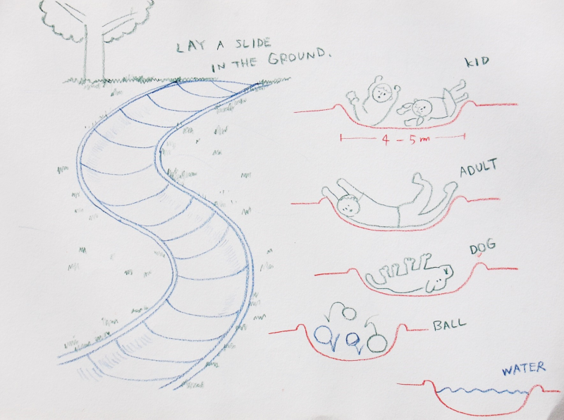 Keita Takahashi designed an in-ground slide for a since-cancelled Nottingham playground. Keita Takahashi designed an in-ground slide for a since-cancelled Nottingham playground.