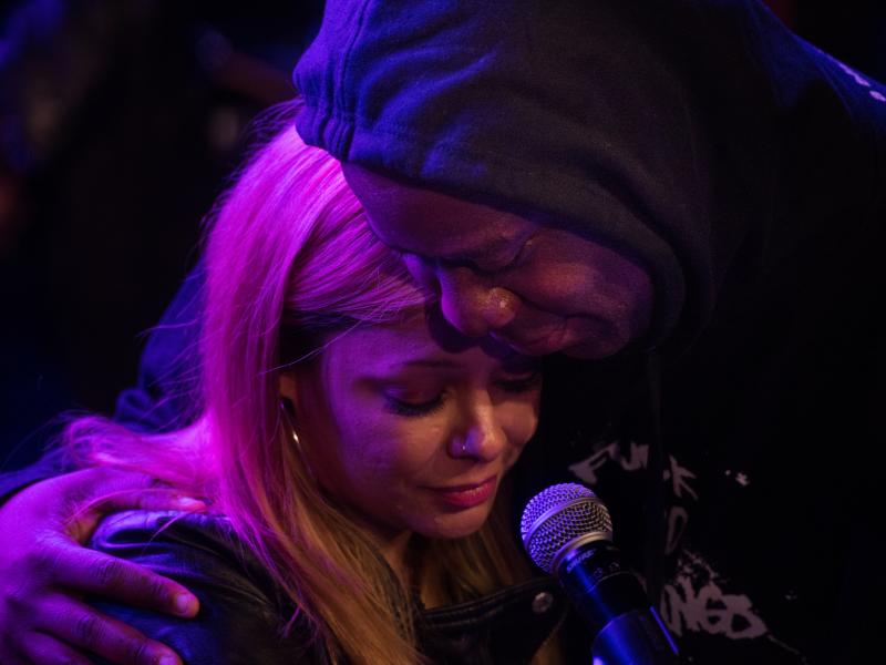 Meghan Stabile, photographed onstage with Robert Glasper during Winter Jazzfest 2020. Meghan Stabile, photographed onstage with Robert Glasper during Winter Jazzfest 2020.