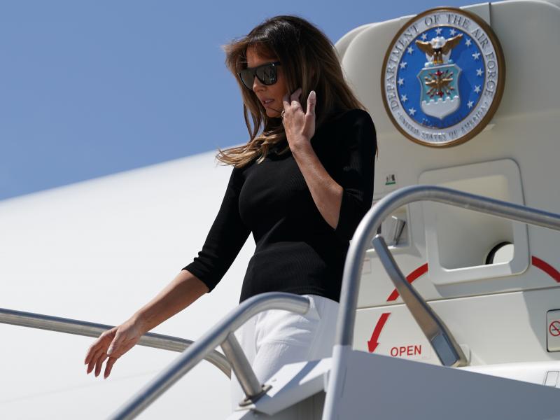 First lady Melania Trump arrives Thursday on a visit to a border protection facility in Tucson, Ariz. First lady Melania Trump arrives Thursday on a visit to a border protection facility in Tucson, Ariz.
