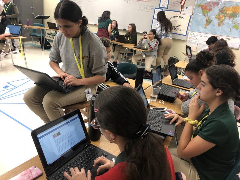 Middle school students at Everglades K-8 Center in Miami are working on a magazine about mass shootings and hope to distribute it to every member of Congress. Middle school students at Everglades K-8 Center in Miami are working on a magazine about mass shootings and hope to distribute it to every member of Congress.