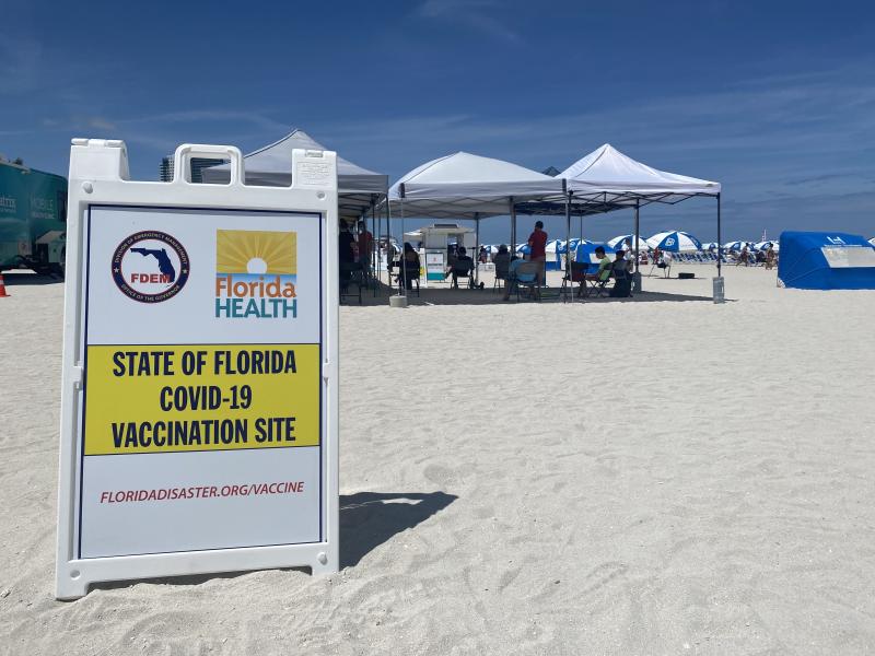 Miami Beach had a vaccination event on the sand for people to walk up and get a Johnson & Johnson shot on May 2. Miami Beach had a vaccination event on the sand for people to walk up and get a Johnson & Johnson shot on May 2.