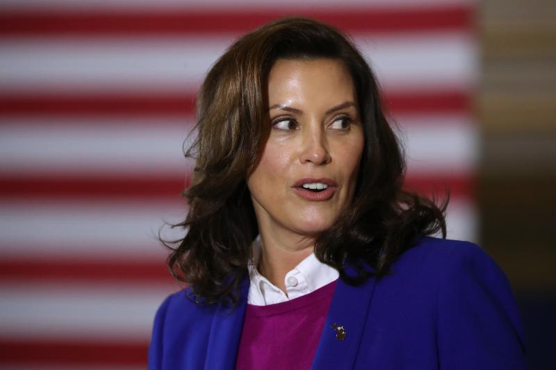 Michigan Gov. Gretchen Whitmer is seen here campaigning for Democratic presidential nominee Joe Biden on Oct. 16. Michigan Gov. Gretchen Whitmer is seen here campaigning for Democratic presidential nominee Joe Biden on Oct. 16.