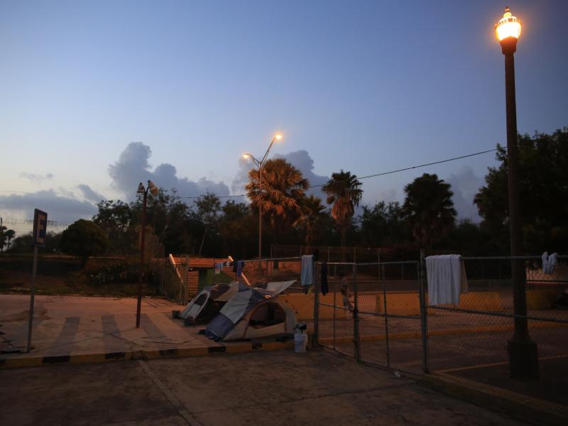 Tents belonging to migrants at the entrance to the Puerta Mexico international bridge in Matamoros, Tamaulipas state, Mexico, last week. Tents belonging to migrants at the entrance to the Puerta Mexico international bridge in Matamoros, Tamaulipas state, Mexico, last week.