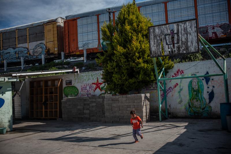 The train known as "The Beast" passes by the Sagrada Familia shelter in Apizaco, Mexico. For many migrants, the train is the next step in their journey north. The train known as "The Beast" passes by the Sagrada Familia shelter in Apizaco, Mexico. For many migrants, the train is the next step in their journey north.