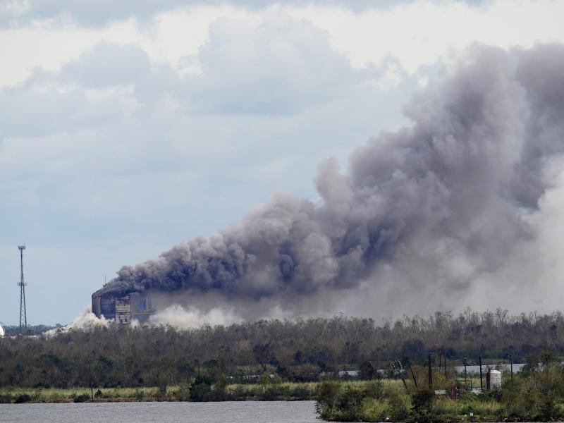 Hurricane Laura caused a fire at a chemical plant owned by BioLab in Westlake, La. The plant manufactures chemicals for swimming pools. Hurricane Laura caused a fire at a chemical plant owned by BioLab in Westlake, La. The plant manufactures chemicals for swimming pools.