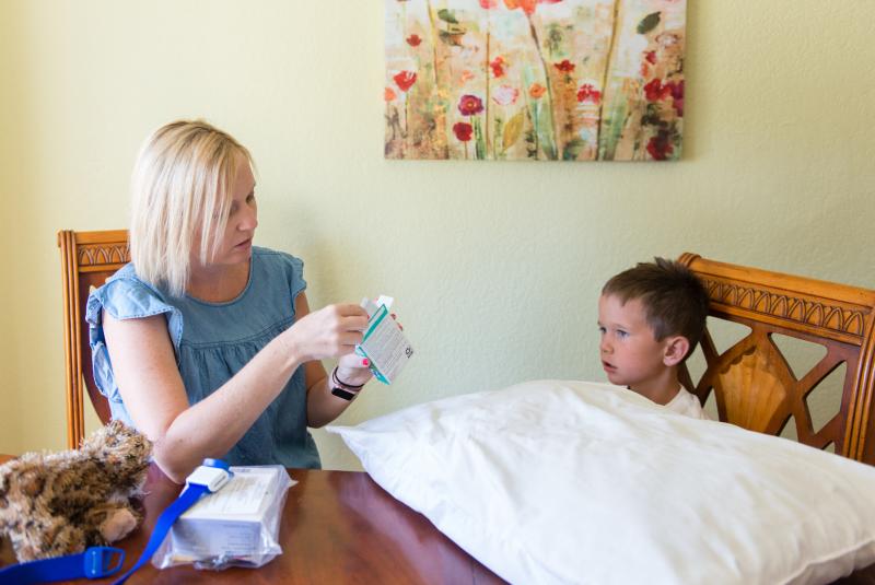 Jessica Morris prepares to inject a blood-clotting protein into son Landon's arm at their home in Yuba City, Calif. Jessica Morris prepares to inject a blood-clotting protein into son Landon's arm at their home in Yuba City, Calif.