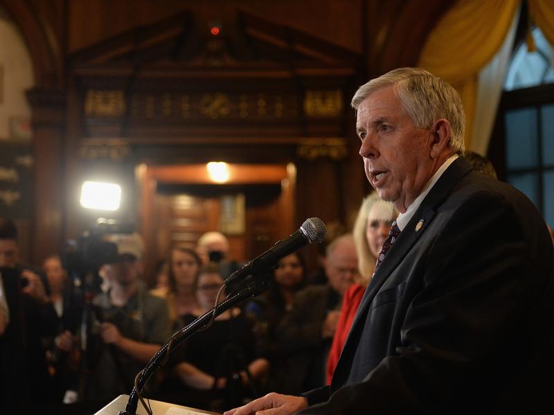 Missouri Gov. Mike Parson signed into law on Friday a ban on nearly all abortions after eight weeks of pregnancy. Missouri Gov. Mike Parson signed into law on Friday a ban on nearly all abortions after eight weeks of pregnancy.