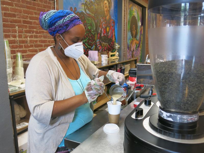 Nika Cotton recently opened Soulcentricitea in Kansas City, Mo. When public schools shut down in the spring, Cotton had no one to watch her young children who are 8 and 10. So she quit her job in social work — and lost her health insurance — in order Nika Cotton recently opened Soulcentricitea in Kansas City, Mo. When public schools shut down in the spring, Cotton had no one to watch her young children who are 8 and 10. So she quit her job in social work — and lost her health insurance — in order