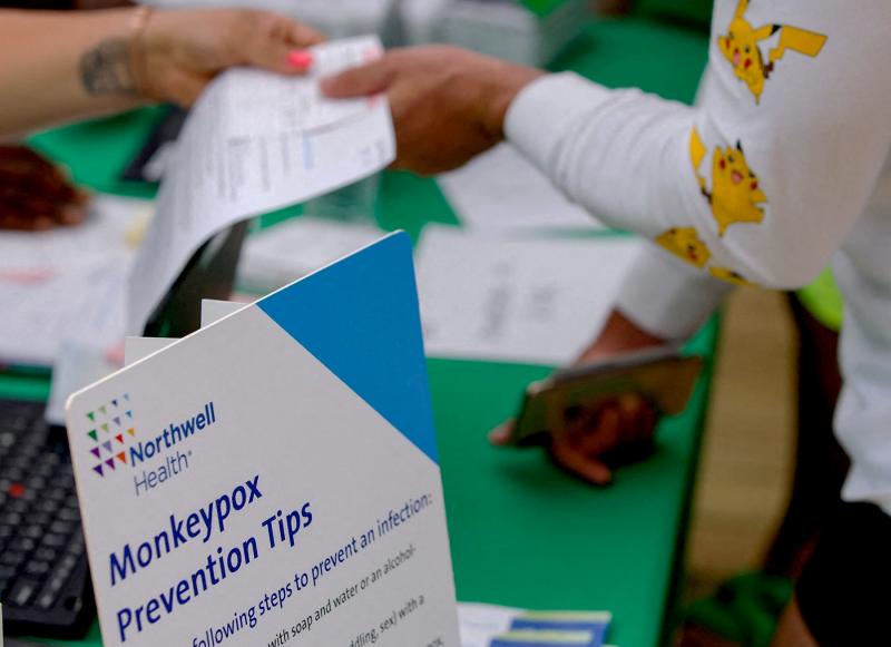 A person arrives for a monkeypox vaccination at a New York health care center. A person arrives for a monkeypox vaccination at a New York health care center.