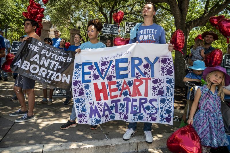 Anti-abortion-rights protesters come out in May to the Texas Capitol in Austin in response to a bill that Gov. Greg Abbott signed outlawing abortions after a fetal heartbeat is detected. Anti-abortion-rights protesters come out in May to the Texas Capitol in Austin in response to a bill that Gov. Greg Abbott signed outlawing abortions after a fetal heartbeat is detected.