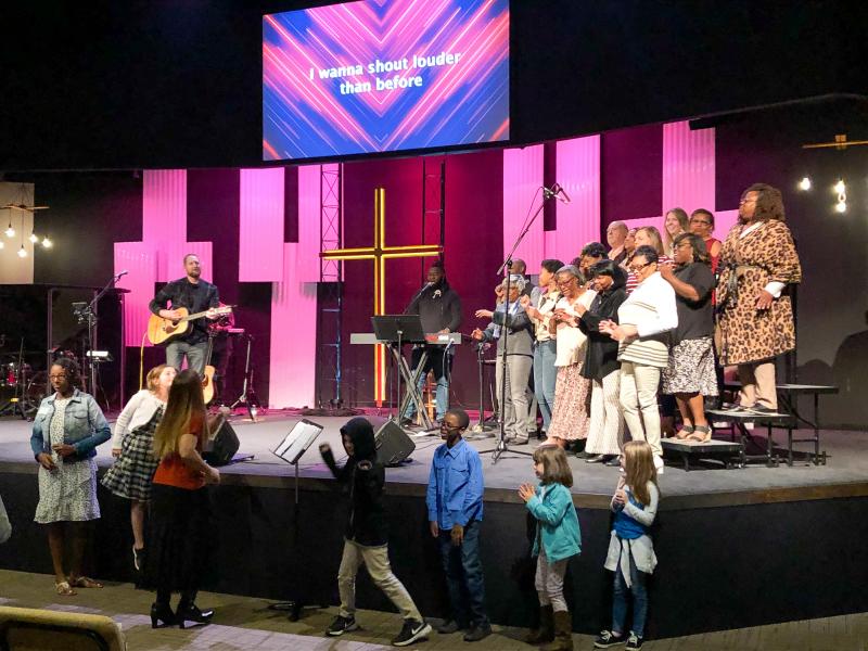 The choir at Meadowridge Baptist church in Fort Worth, Texas, performs at a worship service in October 2019. The choir at Meadowridge Baptist church in Fort Worth, Texas, performs at a worship service in October 2019.