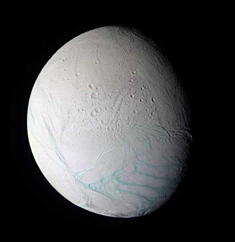 A probe that will land on Saturn's moon Enceladus, seen here in false color, is one of the priorities outlined in the new report. A probe that will land on Saturn's moon Enceladus, seen here in false color, is one of the priorities outlined in the new report.