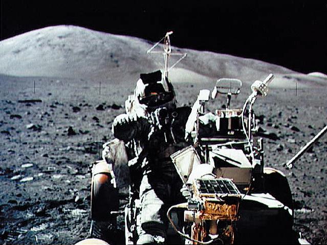 Astronaut and geologist Harrison Schmitt is seen in the Lunar Roving Vehicle during NASA's Apollo 17 mission on Dec. 13, 1972. A lunar soil sample collected on the mission has remained sealed until now. Astronaut and geologist Harrison Schmitt is seen in the Lunar Roving Vehicle during NASA's Apollo 17 mission on Dec. 13, 1972. A lunar soil sample collected on the mission has remained sealed until now.