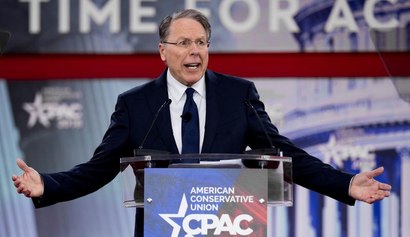 The National Rifle Association's executive vice president and CEO, Wayne LaPierre, speaks during the 2018 Conservative Political Action Conference at National Harbor in Oxen Hill, Md., on Thursday. The National Rifle Association's executive vice president and CEO, Wayne LaPierre, speaks during the 2018 Conservative Political Action Conference at National Harbor in Oxen Hill, Md., on Thursday.