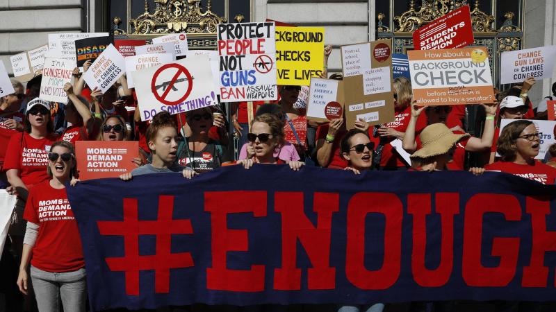 The NRA says San Francisco lawmakers went too far in declaring it a terrorist organization. Here, members of Moms Demand Action for Gun Sense in America take part in a rally against gun violence held at San Francisco City Hall in August. The NRA says San Francisco lawmakers went too far in declaring it a terrorist organization. Here, members of Moms Demand Action for Gun Sense in America take part in a rally against gun violence held at San Francisco City Hall in August.