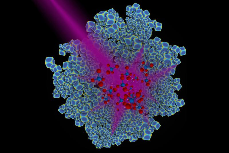 Engineered Rhodium Nanoparticles harnessing the energy in ultraviolet light Duke University researchers have engineered rhodium nanoparticles (blue) that can harness the energy in ultraviolet light and use it to catalyze the conversion of carbon dioxide to methane, a key building block for many types of fuels.