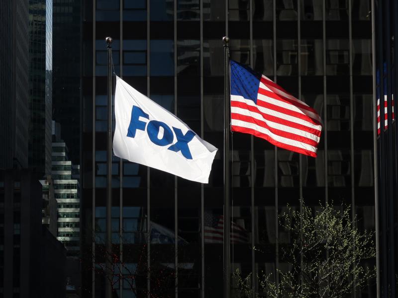 A flag with the new logo for FOX flies outside of the corporate headquarters on 6th Avenue on April 24, 2019 in New York City. A flag with the new logo for FOX flies outside of the corporate headquarters on 6th Avenue on April 24, 2019 in New York City.