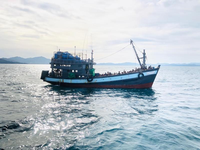 A photo released on April 5 by Malaysia shows a trawler carrying Rohingya migrants off the island of Langkawi. It was not immediately clear if it was the same vessel that was rescued late Wednesday off Bangladesh's coast. A photo released on April 5 by Malaysia shows a trawler carrying Rohingya migrants off the island of Langkawi. It was not immediately clear if it was the same vessel that was rescued late Wednesday off Bangladesh's coast.