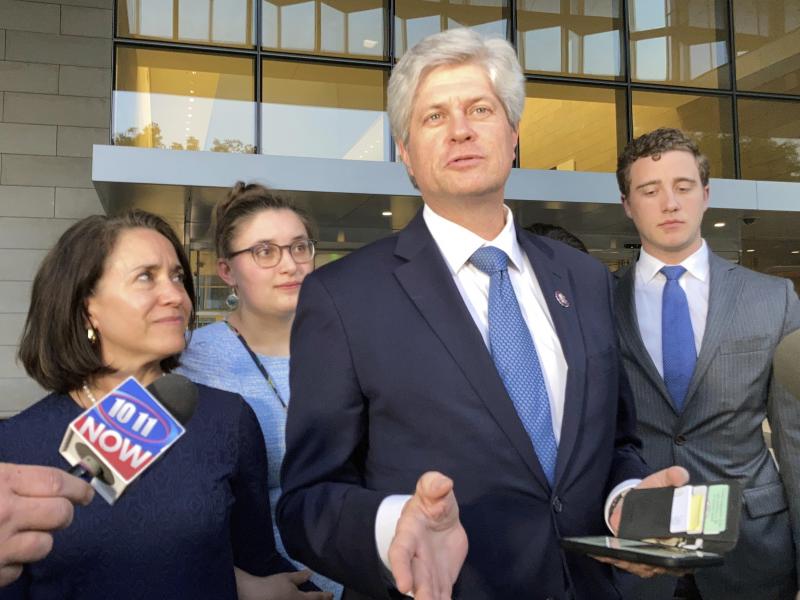 U.S. Rep. Jeff Fortenberry, R-Nebraska, center, speaks with the media outside the federal courthouse in Los Angeles, on Thursday. U.S. Rep. Jeff Fortenberry, R-Nebraska, center, speaks with the media outside the federal courthouse in Los Angeles, on Thursday.