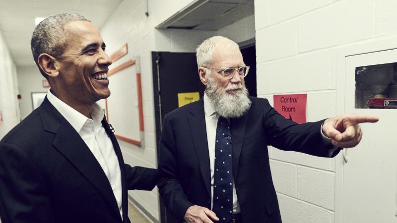 David Letterman interviews former President Barack Obama on My Next Guest Needs No Introduction with David Letterman. David Letterman interviews former President Barack Obama on My Next Guest Needs No Introduction with David Letterman.