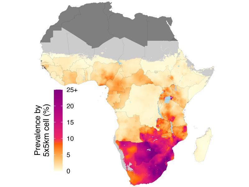 Map showing concentrated HIV prevalence in southern Africa Map showing concentrated HIV prevalence in southern Africa