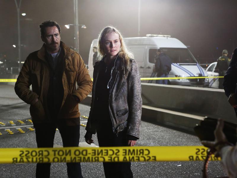 Mexican homicide detective Marco Ruiz (played by Demián Bichir) must work with his American counterpart, Sonya Cross (Diane Kruger), to solve a murder on the U.S.-Mexico border in FX's new series The Bridge. Mexican homicide detective Marco Ruiz (played by Demián Bichir) must work with his American counterpart, Sonya Cross (Diane Kruger), to solve a murder on the U.S.-Mexico border in FX's new series The Bridge.