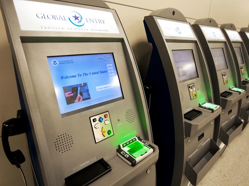Global Entry Trusted Traveler Network kiosks at Dulles Airport in Virginia. The Department of Homeland Security says it will no longer allow New York residents to enroll in trusted travelers programs. Global Entry Trusted Traveler Network kiosks at Dulles Airport in Virginia. The Department of Homeland Security says it will no longer allow New York residents to enroll in trusted travelers programs.