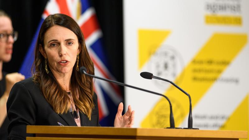 New Zealand Prime Minister Jacinda Ardern addresses media questions during a COVID-19 news conference on Feb. 14 in Wellington, New Zealand. Three new cases of the coronavirus have been confirmed in Auckland, the country's largest city. New Zealand Prime Minister Jacinda Ardern addresses media questions during a COVID-19 news conference on Feb. 14 in Wellington, New Zealand. Three new cases of the coronavirus have been confirmed in Auckland, the country's largest city.