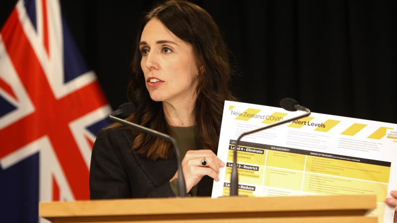 New Zealand Prime Minister Jacinda Ardern, shown here in March, says community spread of coronavirus is believed to be eliminated in the country. New Zealand Prime Minister Jacinda Ardern, shown here in March, says community spread of coronavirus is believed to be eliminated in the country.
