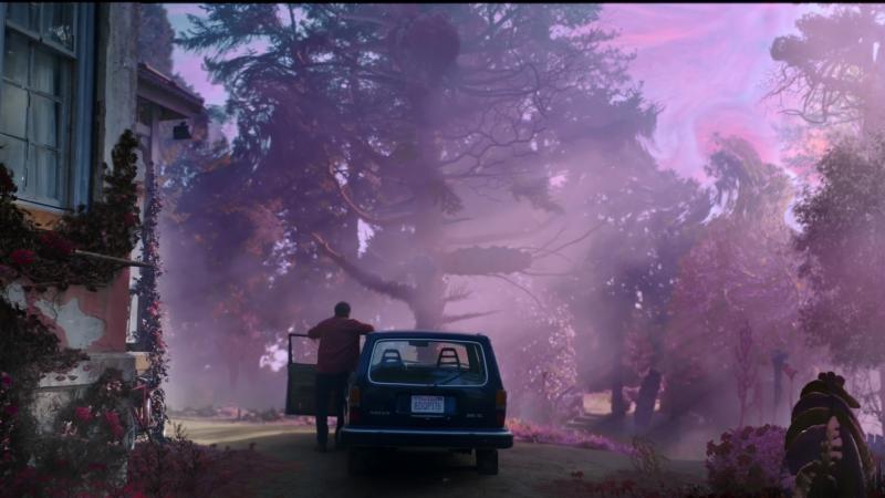 An alien force adjusts reality's tint for Nathan Gardner (Nicolas Cage) and family in Color Out Of Space. An alien force adjusts reality's tint for Nathan Gardner (Nicolas Cage) and family in Color Out Of Space.