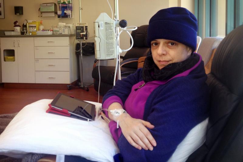 Jennifer Glass found out she had lung cancer four months after she got married. Here, her first round of chemo in February 2013. Jennifer Glass found out she had lung cancer four months after she got married. Here, her first round of chemo in February 2013.