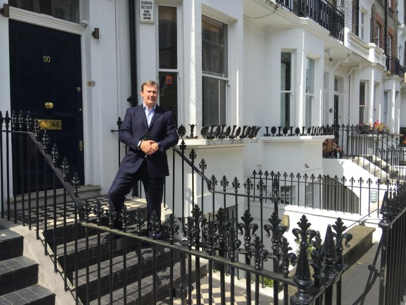 Realtor Simon Rose stands in front of a home he's working to sell in London's Chelsea neighborhood. The home is on the market for a little over $7 million, but the asking price has been cut $700,000 since Britain voted in June to leave the European Union. Realtor Simon Rose stands in front of a home he's working to sell in London's Chelsea neighborhood. The home is on the market for a little over $7 million, but the asking price has been cut $700,000 since Britain voted in June to leave the European Union.