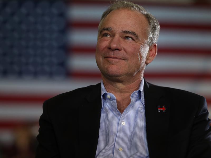 U.S. Sen Tim Kaine (D-VA) looks on during a campaign rally on Oct. 22, 2016, in Pittsburgh, Pa. U.S. Sen Tim Kaine (D-VA) looks on during a campaign rally on Oct. 22, 2016, in Pittsburgh, Pa.