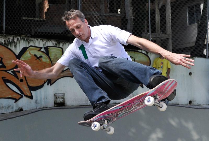 Tony Hawk skateboards in Rio de Janeiro, Brazil, on March 11, 2013. Tony Hawk skateboards in Rio de Janeiro, Brazil, on March 11, 2013.