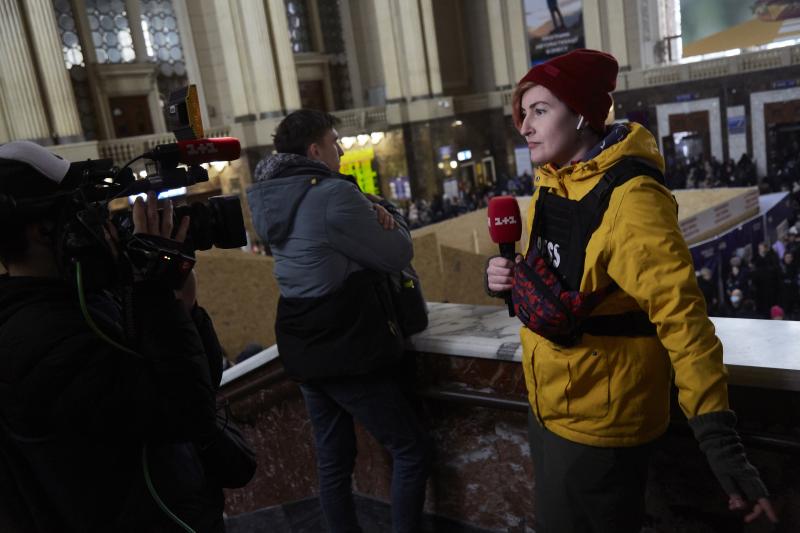 Journalists report from Kyiv, Ukraine, on March 2. Media coverage of Russia's invasion of Ukraine has been massive. Journalists report from Kyiv, Ukraine, on March 2. Media coverage of Russia's invasion of Ukraine has been massive.