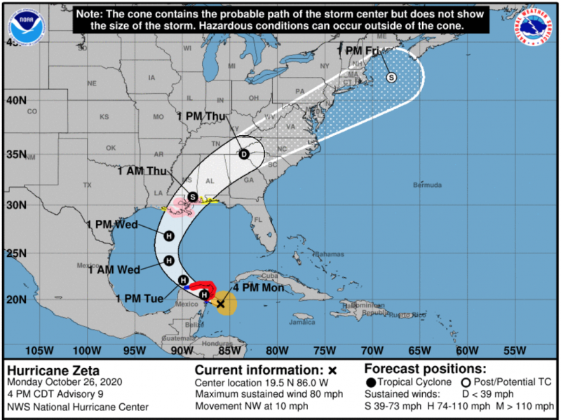 Hurricane Zeta is forecast to make landfall in Louisiana on Wednesday night.× Hurricane Zeta is forecast to make landfall in Louisiana on Wednesday night.×
