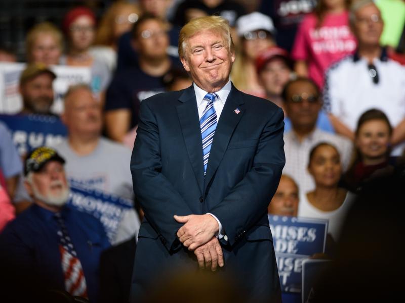 Speaking to a crowd in Huntington, W.Va., on Thursday, President Trump said the U.S. economy is on its way back. Speaking to a crowd in Huntington, W.Va., on Thursday, President Trump said the U.S. economy is on its way back.