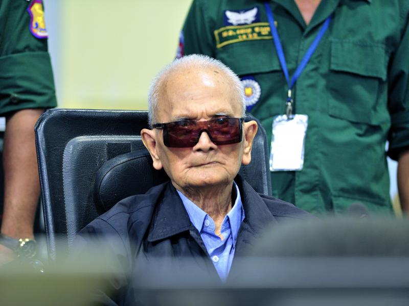 A handout photo released by the Extraordinary Chambers in the Courts of Cambodia (ECCC) on November 16, 2018, shows former Khmer Rouge leader Nuon Chea during his war crimes trial last year in Phnom Penh. A handout photo released by the Extraordinary Chambers in the Courts of Cambodia (ECCC) on November 16, 2018, shows former Khmer Rouge leader Nuon Chea during his war crimes trial last year in Phnom Penh.