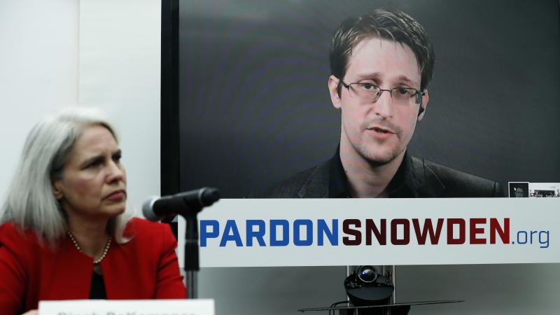 Edward Snowden speaks in September via video link from Moscow during a news conference with Human Rights Watch to call upon President Obama to pardon Snowden before leaving office. Edward Snowden speaks in September via video link from Moscow during a news conference with Human Rights Watch to call upon President Obama to pardon Snowden before leaving office.