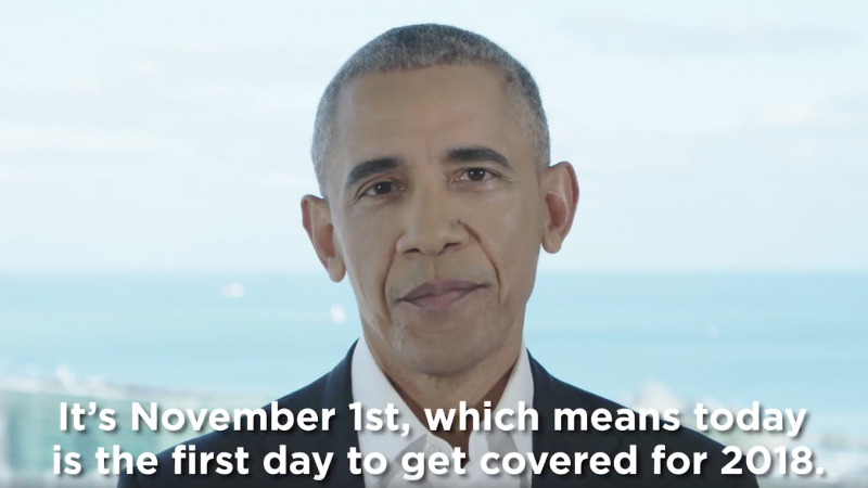 Former president Obama encourages people to sign up for health insurance in a video. Former president Obama encourages people to sign up for health insurance in a video.