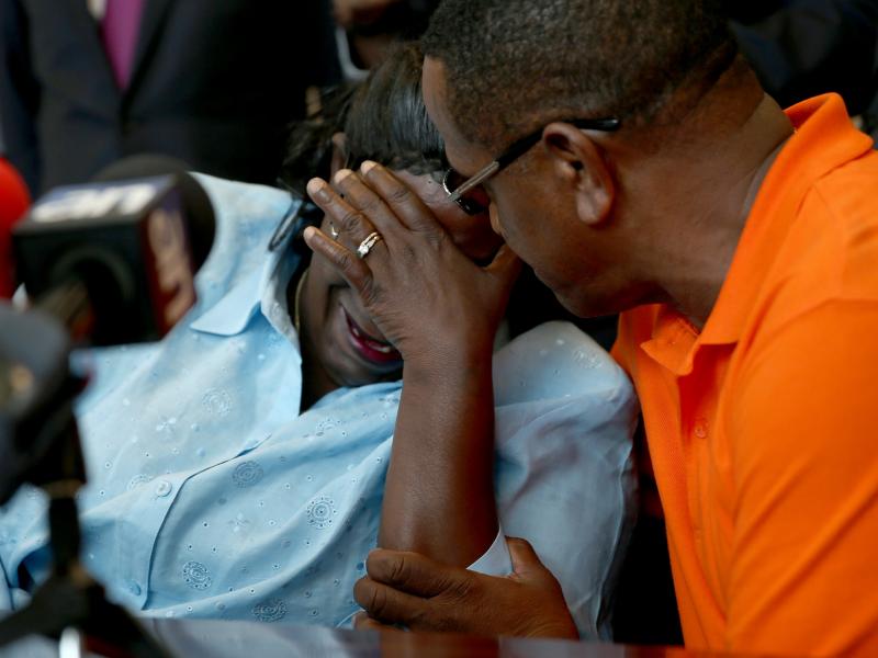 Lavall Hall's mother, Catherine Daniels, is comforted by her cousin Alfonzo Hill as she speaks with the media in February. Hall, who was schizophrenic, was fatally shot by police officers earlier this year. Lavall Hall's mother, Catherine Daniels, is comforted by her cousin Alfonzo Hill as she speaks with the media in February. Hall, who was schizophrenic, was fatally shot by police officers earlier this year.