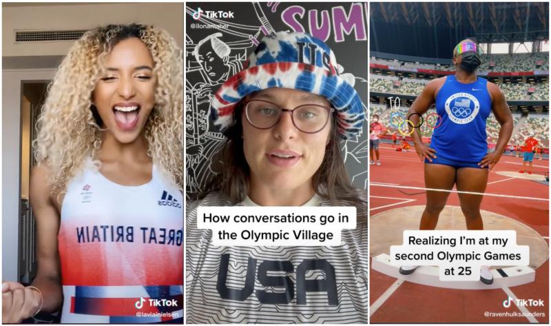 From left, screenshots from Olympians Laviai Nielsen, Ilona Maher and Raven Saunders' recent TikTok posts from the Tokyo Olympics. From left, screenshots from Olympians Laviai Nielsen, Ilona Maher and Raven Saunders' recent TikTok posts from the Tokyo Olympics.