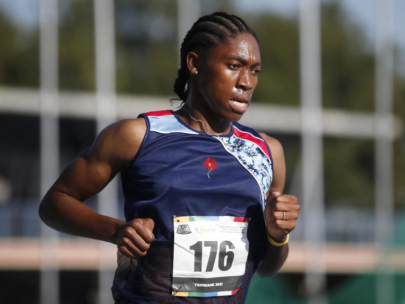 Two-time Olympic gold medalist Caster Semenya competes in the women's 5000m final in Pretoria, South Africa on April 15, 2021. Her attempt to qualify for the Tokyo Olympics in an event exempt from the new testosterone rules fell short. Two-time Olympic gold medalist Caster Semenya competes in the women's 5000m final in Pretoria, South Africa on April 15, 2021. Her attempt to qualify for the Tokyo Olympics in an event exempt from the new testosterone rules fell short.